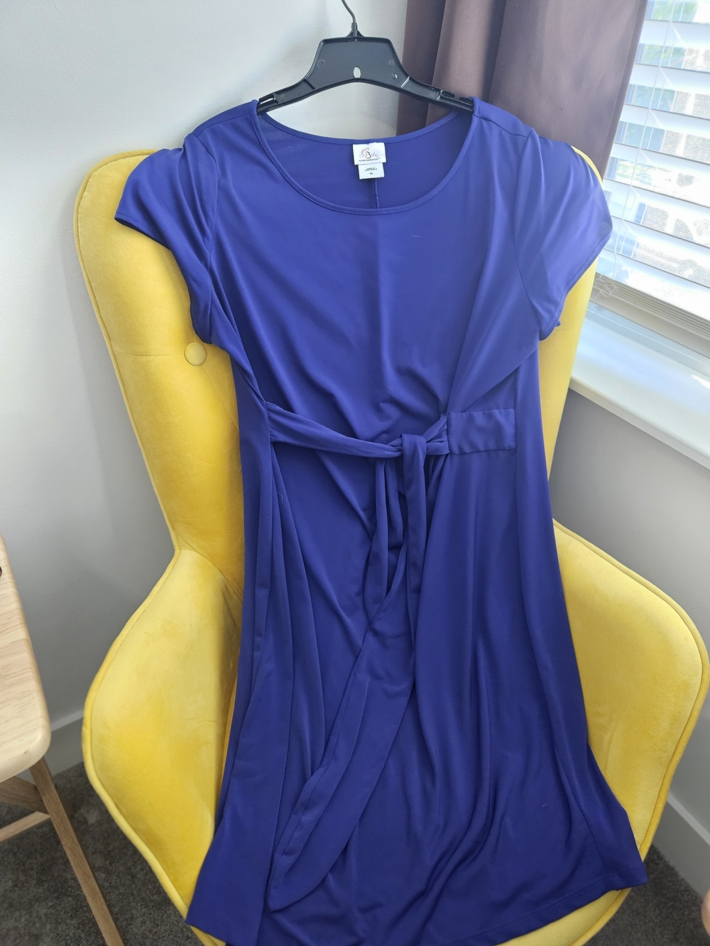 Comfortable Tie-Waist Women's Dress in Royal Blue